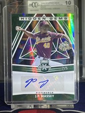 2022 Panini Elite #HG-JM J.P. Massey Hidden Gems Signatures Emerald #/5