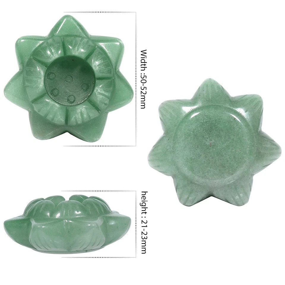 Candelabro de luz de té votivo de loto piedra de cristal curativo tallado a mano para ta... Foto 4 de 4