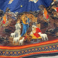 Cranston Fabric Christmas Tree Skirt Nativity Scenic Large 53 Inch Vibrant