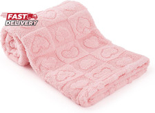 Plush Soft with Heart Checkered Baby Blanket,Fleece Infant Toddler Blankets for