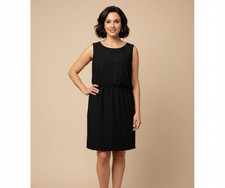 Enfocus Studio Dress 10 Black Sheath Textured Stretch Office Classic Minimalist