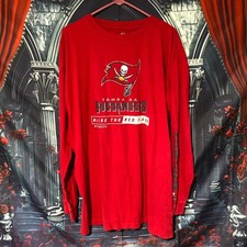 Majestic Tampa Bay Buccaneers Shirt Men 2XLT Red Athletic NFL Fan Gear Football