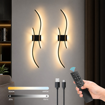 LED Wandlampe kabellos wiederaufladbar mit Fernbedienung dimmbar 3000-6000K DE