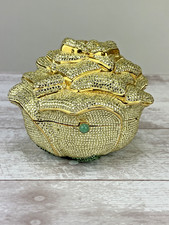 Vintage Authentic Designer Judith Leiber Rhinestone Flower Purse w/ Accessories