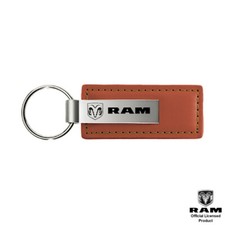 Dodge Ram Brown Leather Key Fob Authentic Logo KeyChain