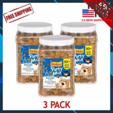 3 PACK Purina Friskies Party Mix Cat Treats, Beachside Crunch Snacks, 30oz/pack