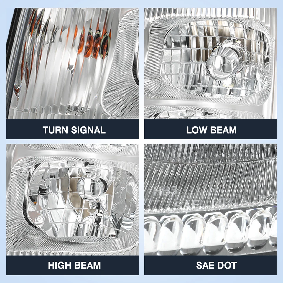 For 2003-2006 Cadillac Escalade HID Xenon Headlights Chrome Headlamp w/Bulbs L+R - Image 2 of 4