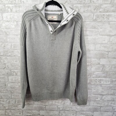 PECKOTT Men's 100% Cotton 1/4 Zip Cardigan Knitted Jacket Size XL