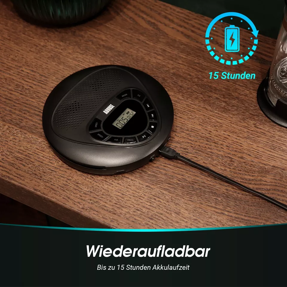 Tragbarer CD Player Stereo Lautsprecher Retro Walkman Anti Skip SD August SE10 - Bild 4 von 4