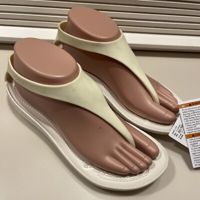 CROCS Women Sexi Flip Flop Thong PALE YELLOW WHITE Serena