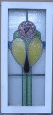 MACINTOSH ROSE MIDSIZE OLD ENGLISH LEADED STAINED GLASS WINDOW 11.25" X 25"