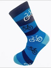 Cycle Bikes Novelty Unisex Socks. Blue Cycling Bicycles Christmas Gift