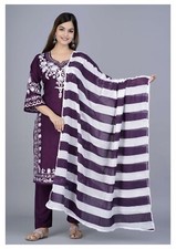 Three Peice Purple Color With Linning Dupatta Suit Set For Women