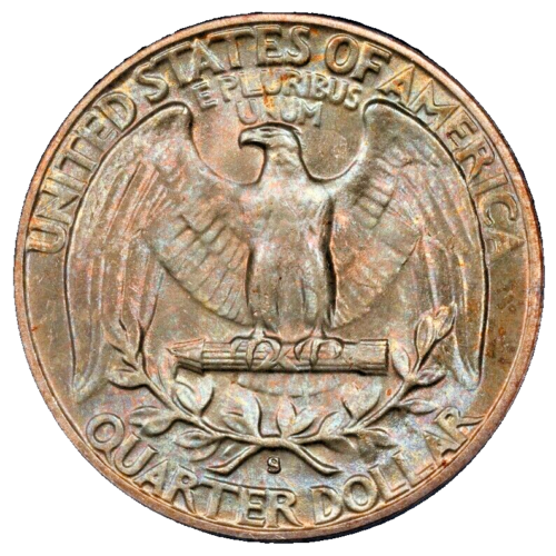 1948-S Washington Silver Quarter ANACS MS-66 End Roll Toned Album Toning Toner