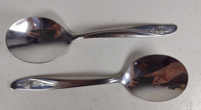 2x Vintage Oneida Edelstahl Besteck Lasting Rose Suppenlöffel 15cm