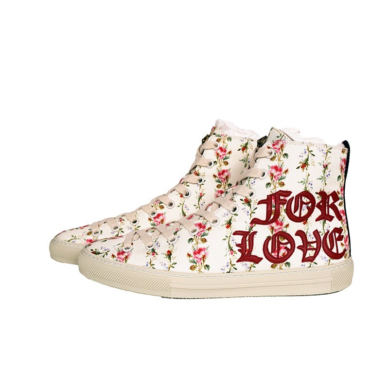 37 NEW $795 GUCCI Ivory FLORAL Rose BLIND FOR LOVE Logo Cat HIGH