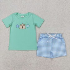 Baby Boys Summer Outfit Beach Castle Shirt Shorts Sets