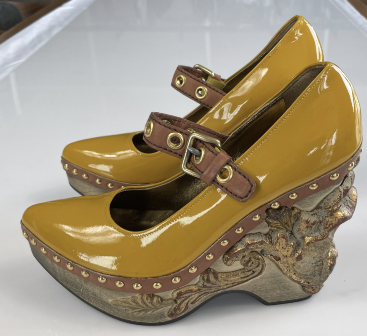 Miu Miu Deadstock Runway Venice Baroque Sculpted Platform Wedge Shoes Shoes 39 image 6