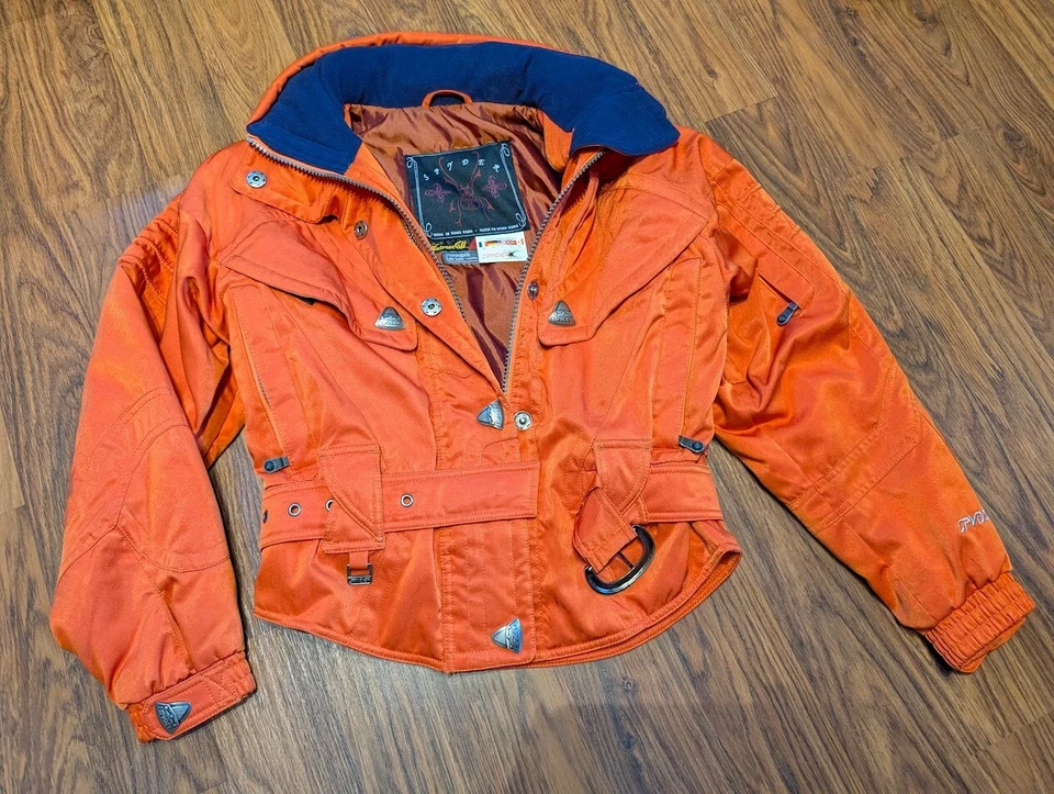 Chaqueta de esquí vintage SPYDER AÑOS 80 naranja colorblock moto de nieve invierno abrigo para mujer 4 Foto 4 de 4