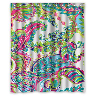 New Lilly Pulitzer Sea Coral Custom Waterproof Fabric Shower Curtain Bathroom
