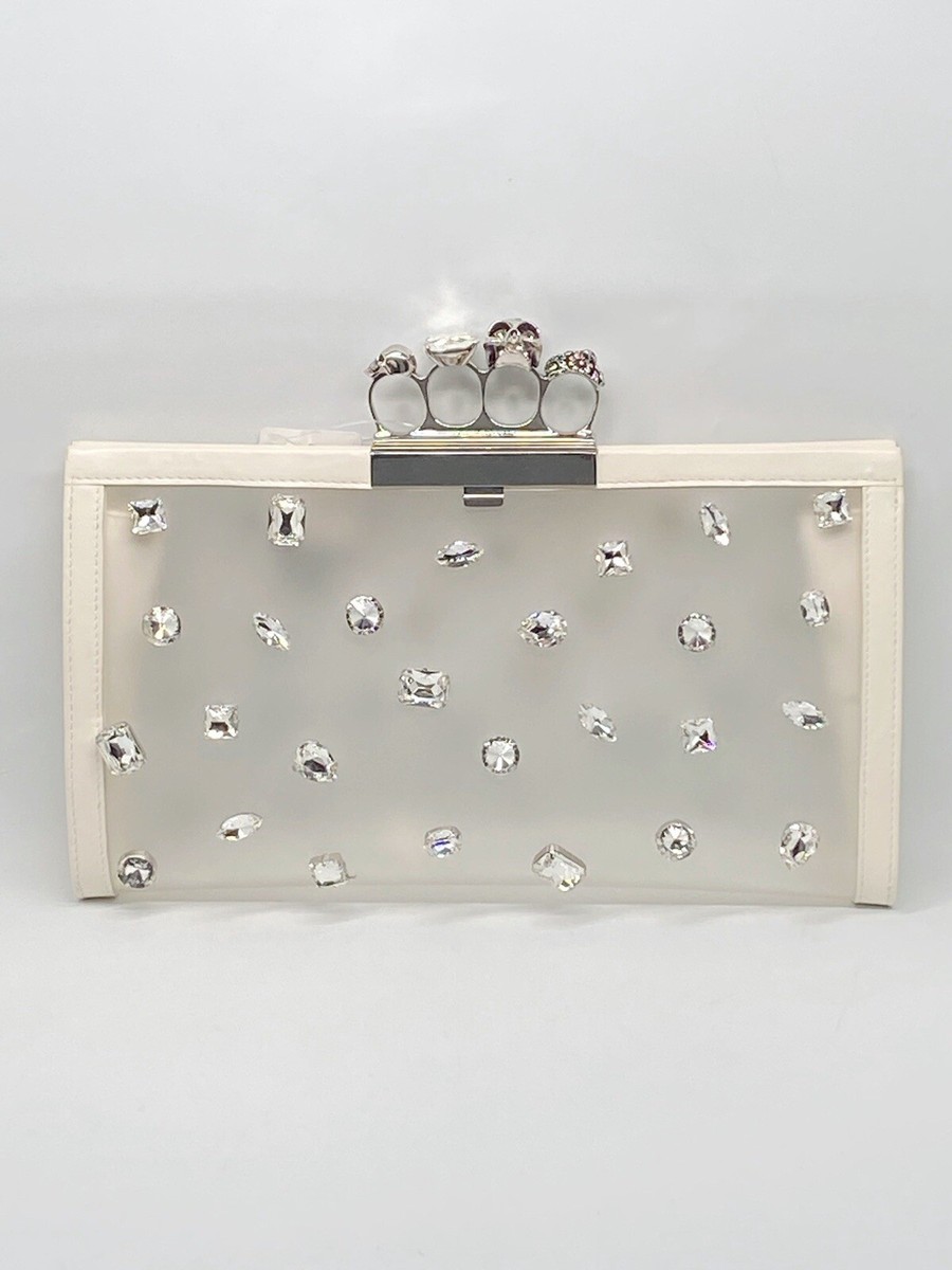 Alexander McQueen Four-Ring Knuckle Clasp Crystal Jeweled Clutch