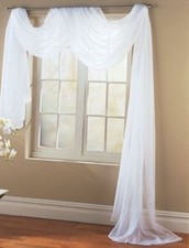 Sheer White Single Polyester Window Topper Scarf Drape Valance 30" x 216"