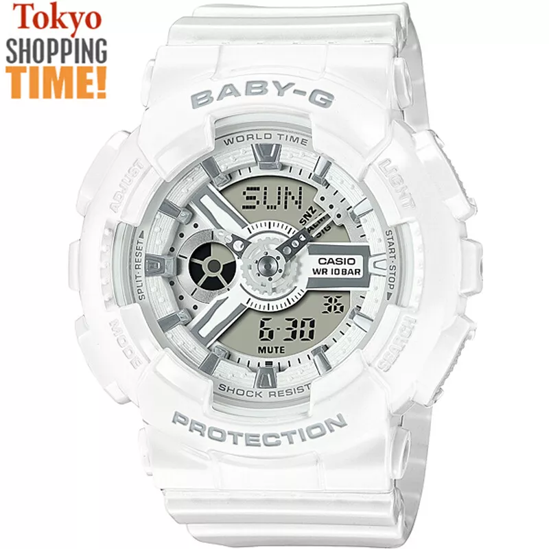 Casio Baby-G BA-110X-7A3JF WHITE SILVER Stylish Series Chronograph Women Watch