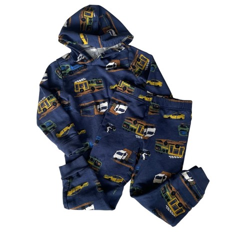 Carter's Toddler Boy Size 4T Pullover Hoodie Sweatpants Casual Outfit Trucks