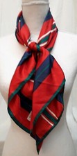 Erre Vtg Silk Scarf 31x31 Signed Alain Xavier Preppy Stripe Red Hand Rolled 1973