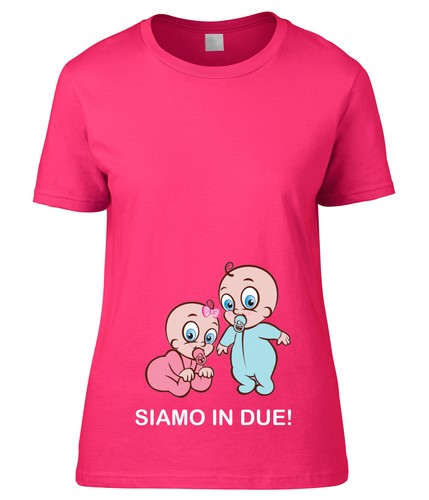 T-SHIRT DONNA PREMAMAN GEMELLI MAGLIETTA PERSONALIZZATA MASCHIO e FEMMINA TWINS - Picture 6 of 6