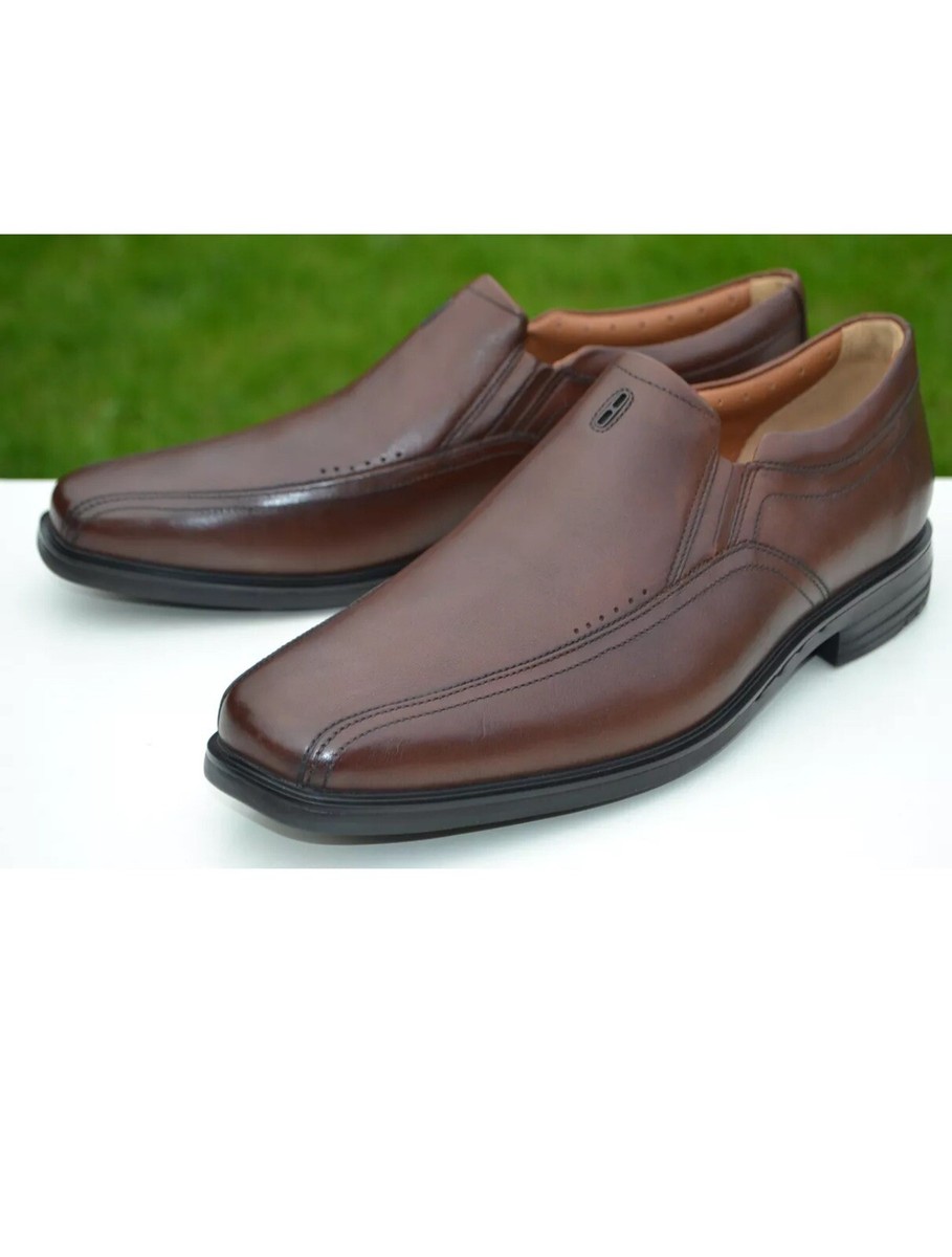 Clarks Mens BNIB Slip-on Shoes UN SHERIDAN GO Brown Leather