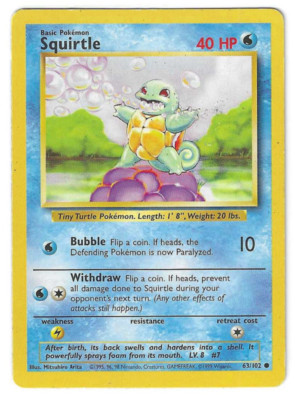 Schiggy Squirtle - Base Set - 63/102 - Pokemon Karte - Englisch
