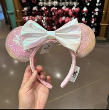 Disney.Parks Anniversary Collection Minnie Pink Bow Mouse Ears Sequins Headband