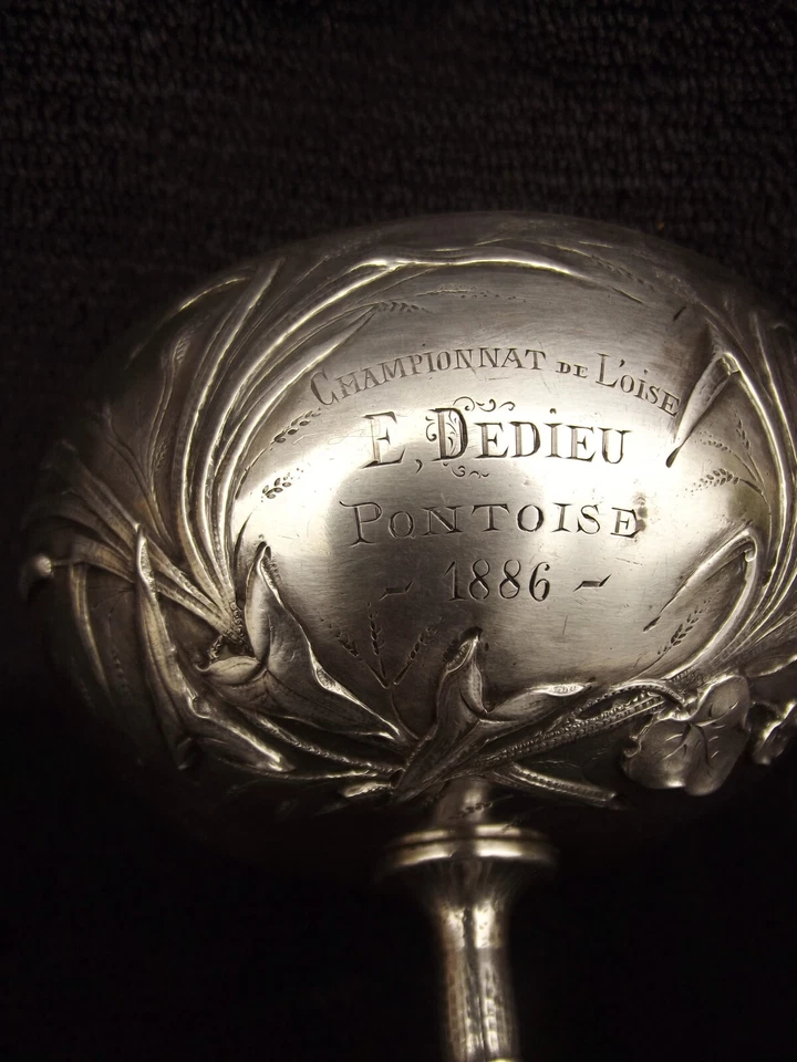 Pontoise 1886 Coupe Argent Poinçon minerve championnat de l'oise e. dedieu joncs - Photo 4/4