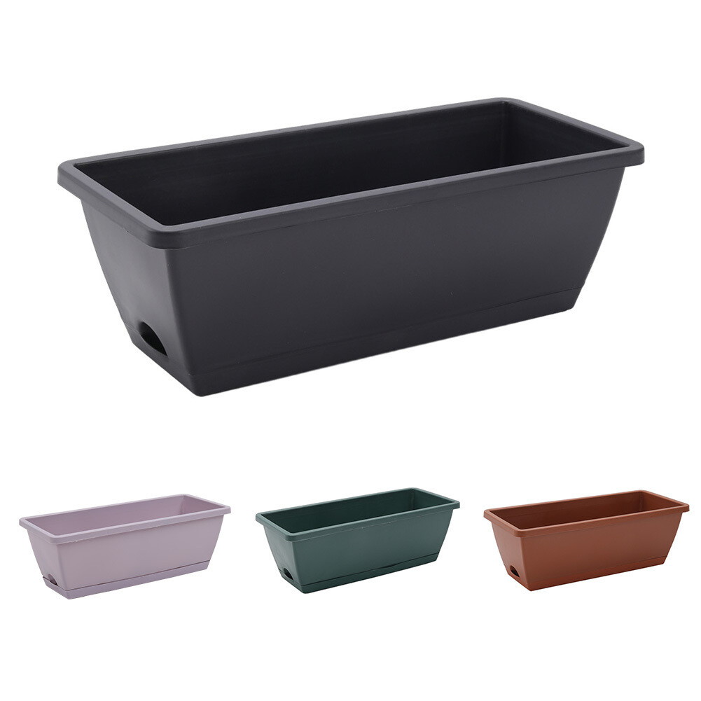 Set of 5 Trough Plant Pot Long Plastic Planter Outdoor Garden Window
