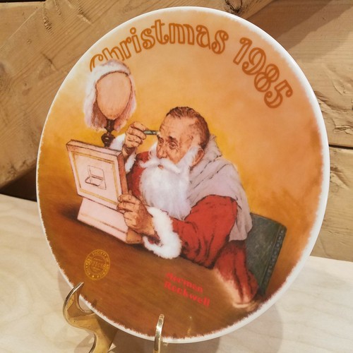 New Norman Rockwell Grandpa Plays Santa Collector Plate Knowles Vtg Swanky Barn - Picture 5 of 12