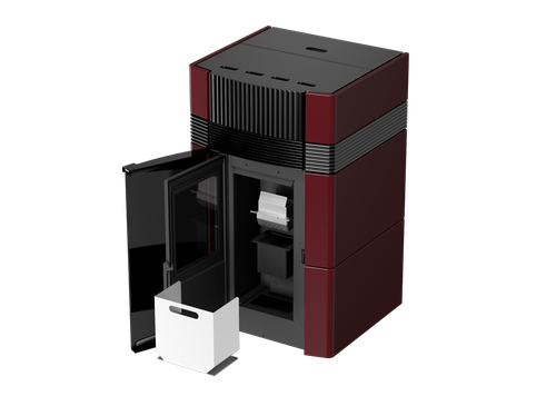 Woody Wassergeführter Pelletofen 24 kW Keramik Schwarz Pellet Kaminofen Heizung - Bild 6 von 8