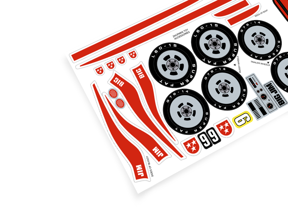 CUSTOM STICKERS for 1973 Mattel Big Jim Boat n Buggy Set #8890 with ...