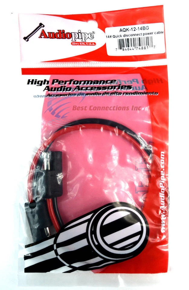 10 Pack 14 Gauge 12" Quick Disconnect 2 Pin Polarized Molded Power Connectors - Image 3 of 3