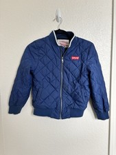 Levi Strauss Boy's Full-Zip Bomber Jacket Coat Blue Sz Small 8-10 Year Quilted