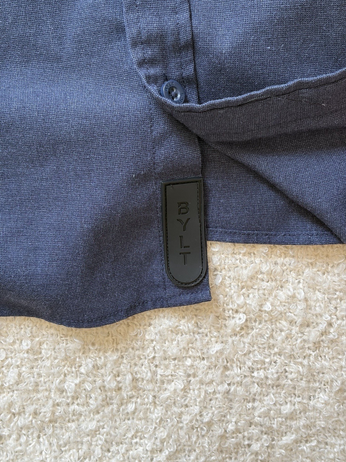 Bylt Basics Navy Medium Button Down Short Sleeve … - image 2