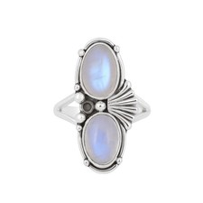 Rainbow Moonstone Solid 925 Sterling Silver Ring 8