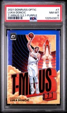 LUKA DONCIC 2021-22 DONRUSS OPTIC T-MINUS 3...2...1... PURPLE PSA 8 NM-MT