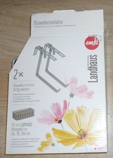 2 Emsa Landhaus Blumenkastenhalter Halter f Blumenkästen Pflanzkasten silber Neu