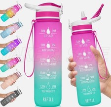 Sports Motivational Drinking Water Bottle With Time Marker 32 Oz BPA Free