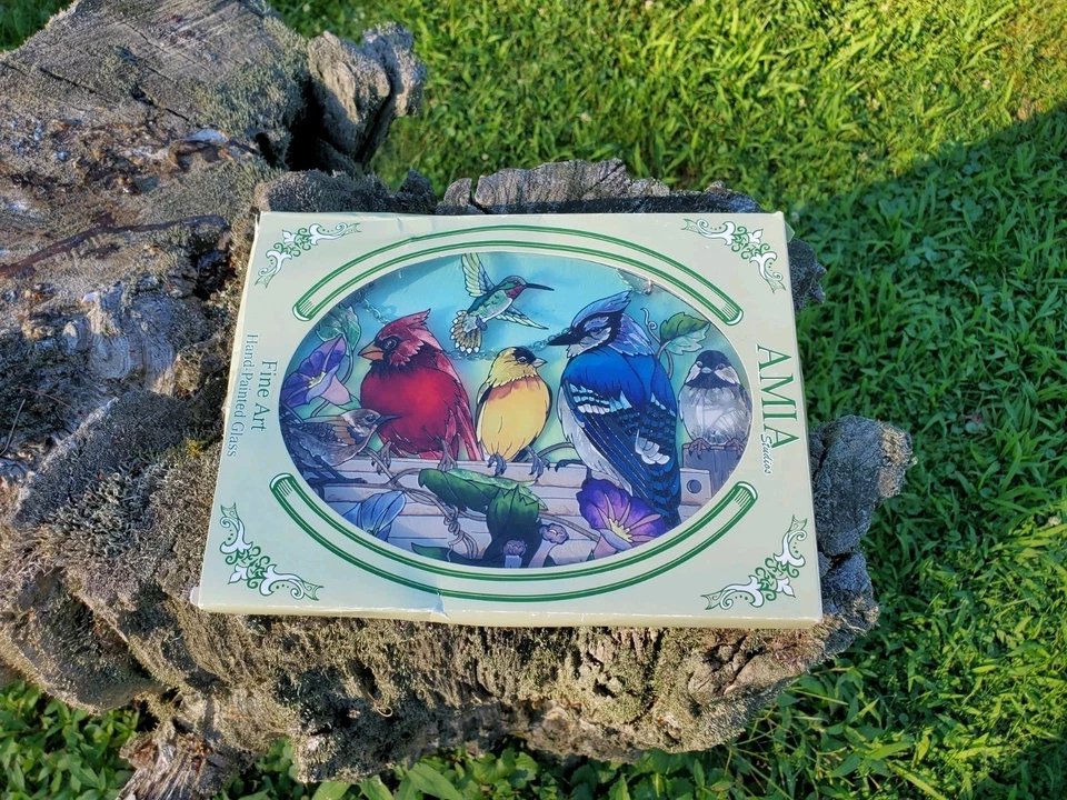 Amia Stained Glass Sun Catcher Multi Birds 8.75"x6.5 Lotus Garden Window Art EUC - Image 3 of 4