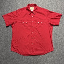 Wrangler Western Fashion Shirt Mens 2XL XXL Red Pearl Snaps Short Sleeve