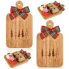 Merry Christmas Wooden Tree Cutting Board Charcuterie Platter Set 2 PCS