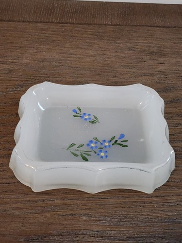 Antique Tiffin Milk Glass Painted Soap Dish Souvenir of Toronto, SOUTH DAKOTA