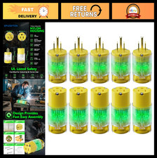 5 Set Lighted Extension Cord Ends 15A 125V 3 Prong Replacement Plugs for RV, Wel